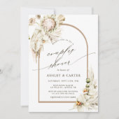 Invitation Boho Protea Pampas Grass Floral Couples Douche  (Devant)