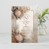 Invitation Boho Protea Pampas Grass Rustique Mariage Design (Debout devant)