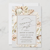 Invitation Boho Protea Pampas Gris Gris Partie d'engagement (Devant)