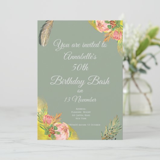 Invitation Boho Proteas Elégant 50ème (Debout devant)