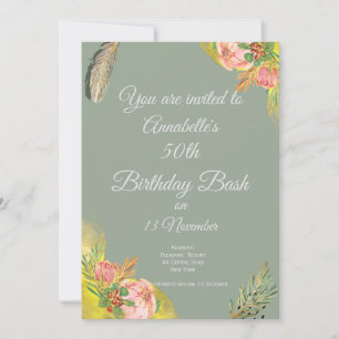Invitation Boho Proteas Elégant 50ème