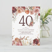 Invitation Boho Pumpkin Automne Fleurir 40e Anniversaire (Debout devant)