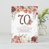 Invitation Boho Pumpkin Automne Fleurir 70e Anniversaire (Debout devant)