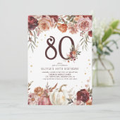 Invitation Boho Pumpkin Automne Fleurir 80e Anniversaire (Debout devant)