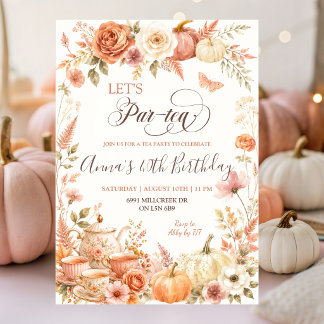 Invitation Boho Pumpkin Automne Floral Tea Party Anniversaire