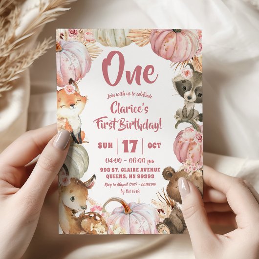Invitation Boho Pumpkin Fille des Bois 1er Anniversaire