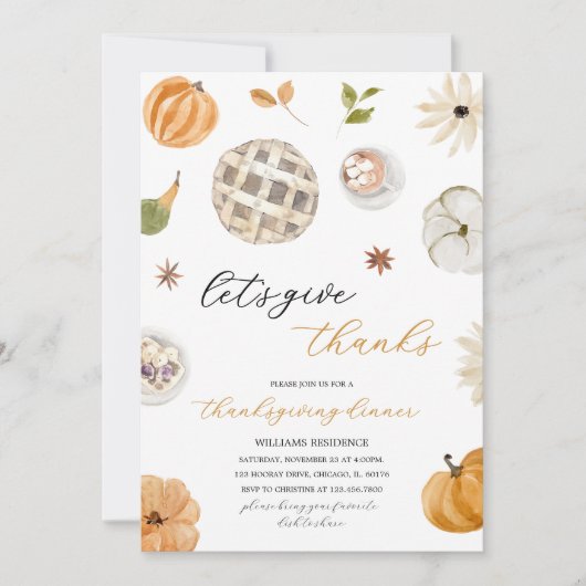 Invitation Boho Pumpkin Let's Give Thanks (Devant)