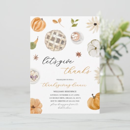 Invitation Boho Pumpkin Let's Give Thanks (Debout devant)