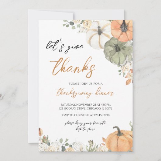 Invitation Boho Pumpkin Rendons Grâce (Devant)
