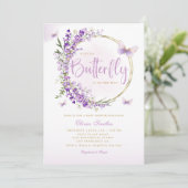 Invitation Boho Purple A Little Butterfly Girl Baby shower (Debout devant)