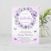 Invitation Boho Purple A Little Butterfly Girl Baby shower (Debout devant)