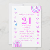 Invitation Boho Purple Arc-en-ciel moderne 21e fête d'anniver (Devant)