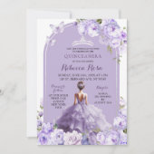 Invitation Boho Purple Argent Jardin Magique Floral 15 Años (Devant)