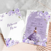 Invitation Boho Purple Argent Jardin Magique Floral 15 Años