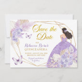 Invitation Boho Purple Butpe Quinceañera Enregistrer La Date (Devant)