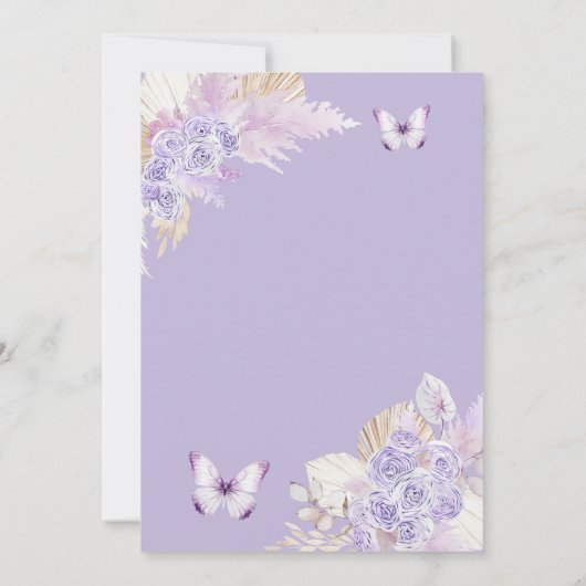 Invitation Boho Purple Butpe XV Enregistrer Le Calendrier Dat (Dos)