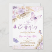 Invitation Boho Purple Butple Pampas Baby shower en herbe (Devant)