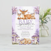 Invitation Boho Purple Deer Woodland Girl Baby Sprinkle (Debout devant)