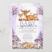 Invitation Boho Purple Deer Woodland Girl Baby Sprinkle (Devant / Derrière)