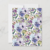 Invitation Boho Purple Dusty Blue Aquarelle Mariage Floral (Dos)