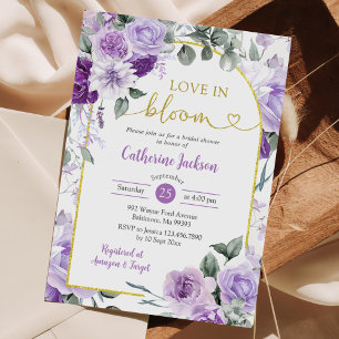 Invitation Boho Purple Floral Amour dans la Fête des mariées
