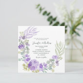 Invitation Boho Purple Floral & Aquarelle Botanique (Debout devant)