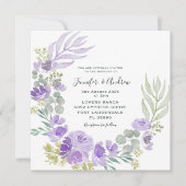 Invitation Boho Purple Floral & Aquarelle Botanique (Devant)