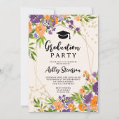 Invitation Boho Purple Floral Aquarelle Graduation Photo (Devant)