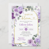 Invitation Boho Purple Floral Baby dans le Baby shower de fle (Devant)