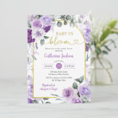 Invitation Boho Purple Floral Baby dans le Baby shower de fle (Debout devant)