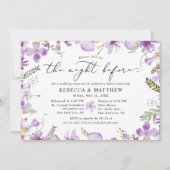 Invitation Boho Purple Floral La Nuit Avant Le Mariage (Devant)