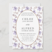 Invitation Boho Purple Floral Mariage d'aquarelle (Devant)