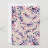 Invitation Boho Purple Floral Sweet 16 Anniversaire Champagne (Dos)