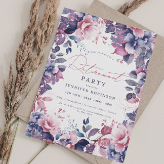 Invitation Boho Purple Garden Floral Retraite Party