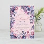 Invitation Boho Purple Garden Floral Retraite Party Blush (Debout devant)