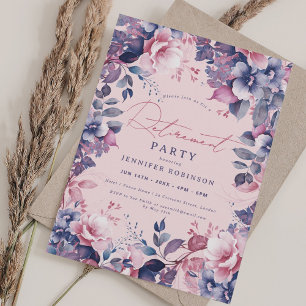 Invitation Boho Purple Garden Floral Retraite Party Blush