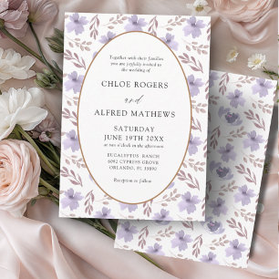 Invitation Boho Purple & Gold Floral Mariage