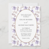 Invitation Boho Purple & Gold Floral Mariage (Devant)