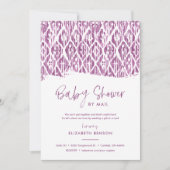 Invitation Boho Purple Ikat Baby shower par courrier (Devant)