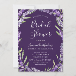 Invitation Boho Purple Lavender Fête des mariées aquarelle