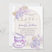 Invitation Boho Purple Lilac Floral Fête des mariées Tea Part (Devant)