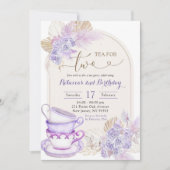 Invitation Boho Purple Lilac Floral Thé pour deux Anniversair (Devant)
