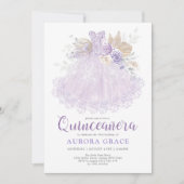 Invitation Boho Purple Lilac Quinceañera Princesse Robe (Devant)
