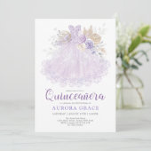Invitation Boho Purple Lilac Quinceañera Princesse Robe (Debout devant)