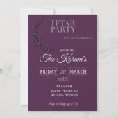 Invitation Boho Purple Minimalist Mosque Ramadan Iftar Party (Devant)
