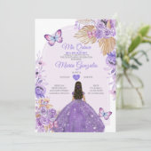 Invitation Boho Purple Mis Quince Lavande 15 Anos Crown (Debout devant)