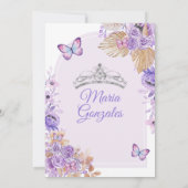Invitation Boho Purple Mis Quince Lavande 15 Anos Crown (Dos)