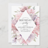 Invitation Boho Purple N'Importe Quel Âge Anniversaire Floral (Devant)