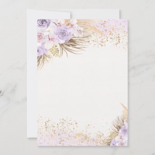 Invitation Boho Purple Papillon Pampas Grass fête d'anniversa (Dos)