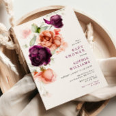 Invitation Boho Purple & Peach Flowers Baby shower